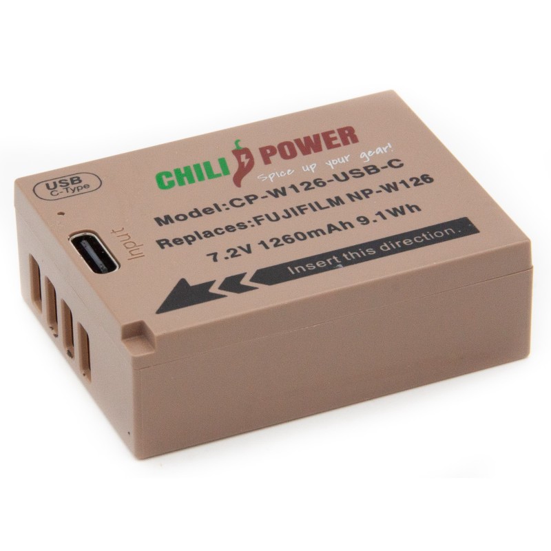 ChiliPower accu NP-W126 USB-C versie voor Fujifilm - 1260mAh