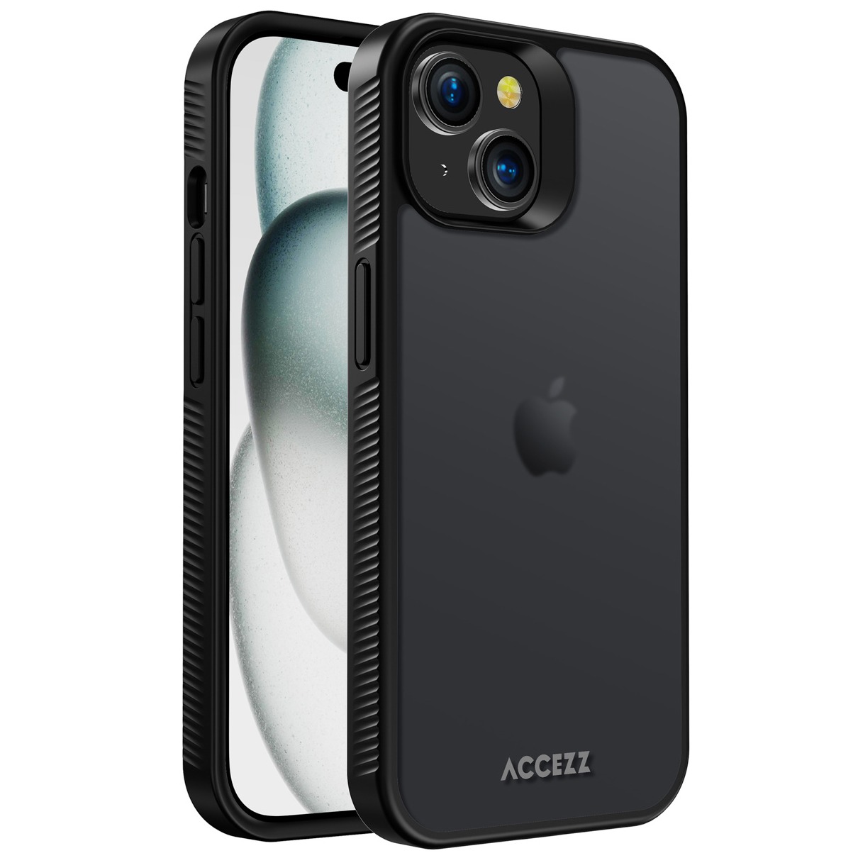 Accezz Rugged Frosted Backcover iPhone 15 Telefoonhoesje Zwart