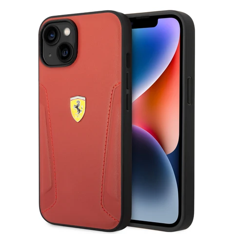 Ferrari iPhone 14 Plus & 15 Plus Backcover hoesje - Hot Stamped Sides - Rood