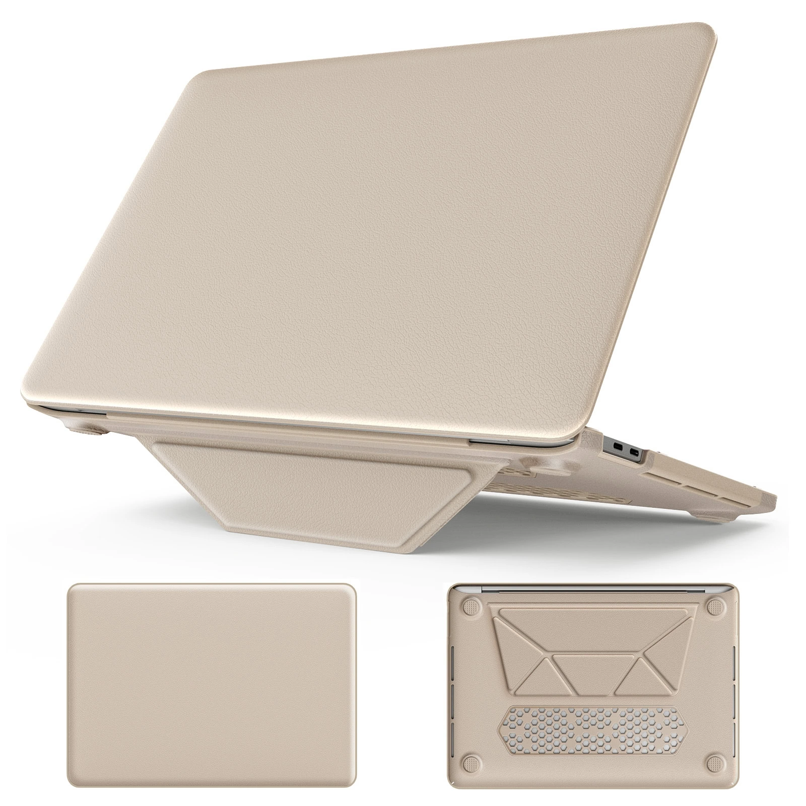 Turtle Shift vegan leer Laptopcover MacBook Pro 13 inch - 2022 / 2020 / 2019 / 2018 / 2017 - Beige