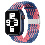 Braided nylon bandje - Roze / Blauw - Geschikt voor Apple Watch 44mm / 45mm / 46mm / 49mm