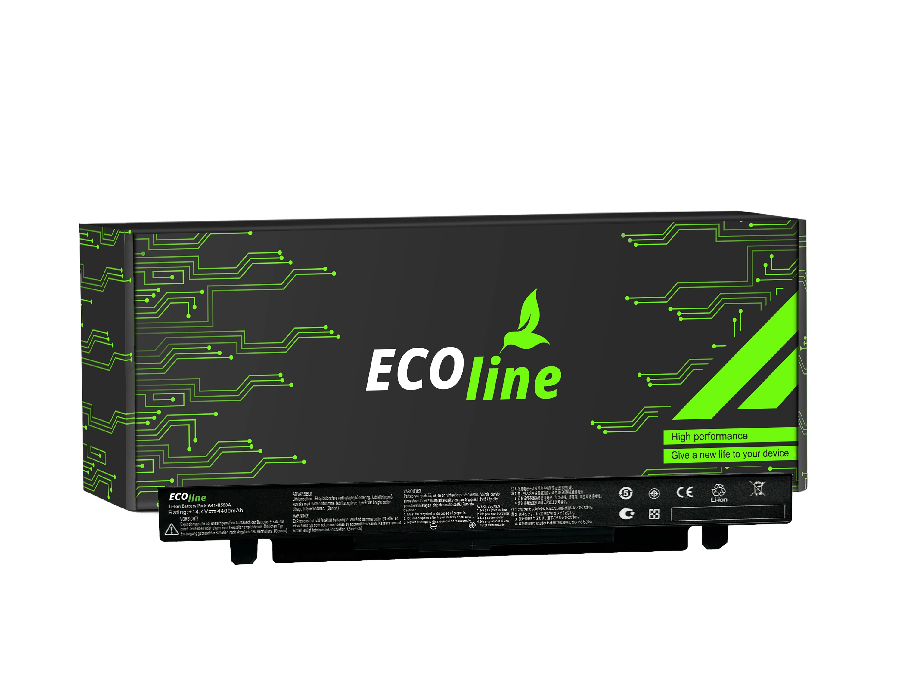 EcoLine - A41-X550A A41-X550 Batterij Compatibel Met De Asus A450 A550 R510 X550 / 14.4V 4400mAh