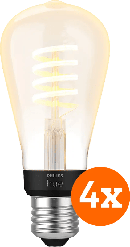 Philips Hue Filamentlamp White Ambiance Edison E27 4-pack
