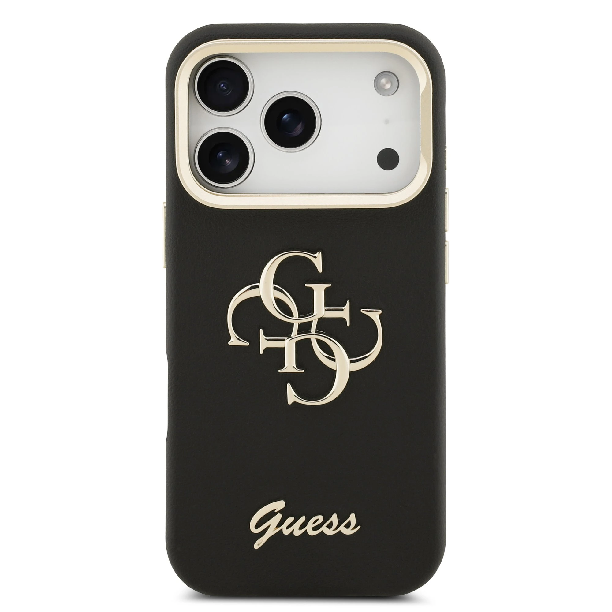 Guess 4G Logo met Camerastand functie iPhone 17 Pro / 18 Pro hoesje - Zwart