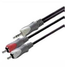 Scanpart audio kabel 3.5mm jack - 2xRCA 3,0m Mini jack kabel Zwart