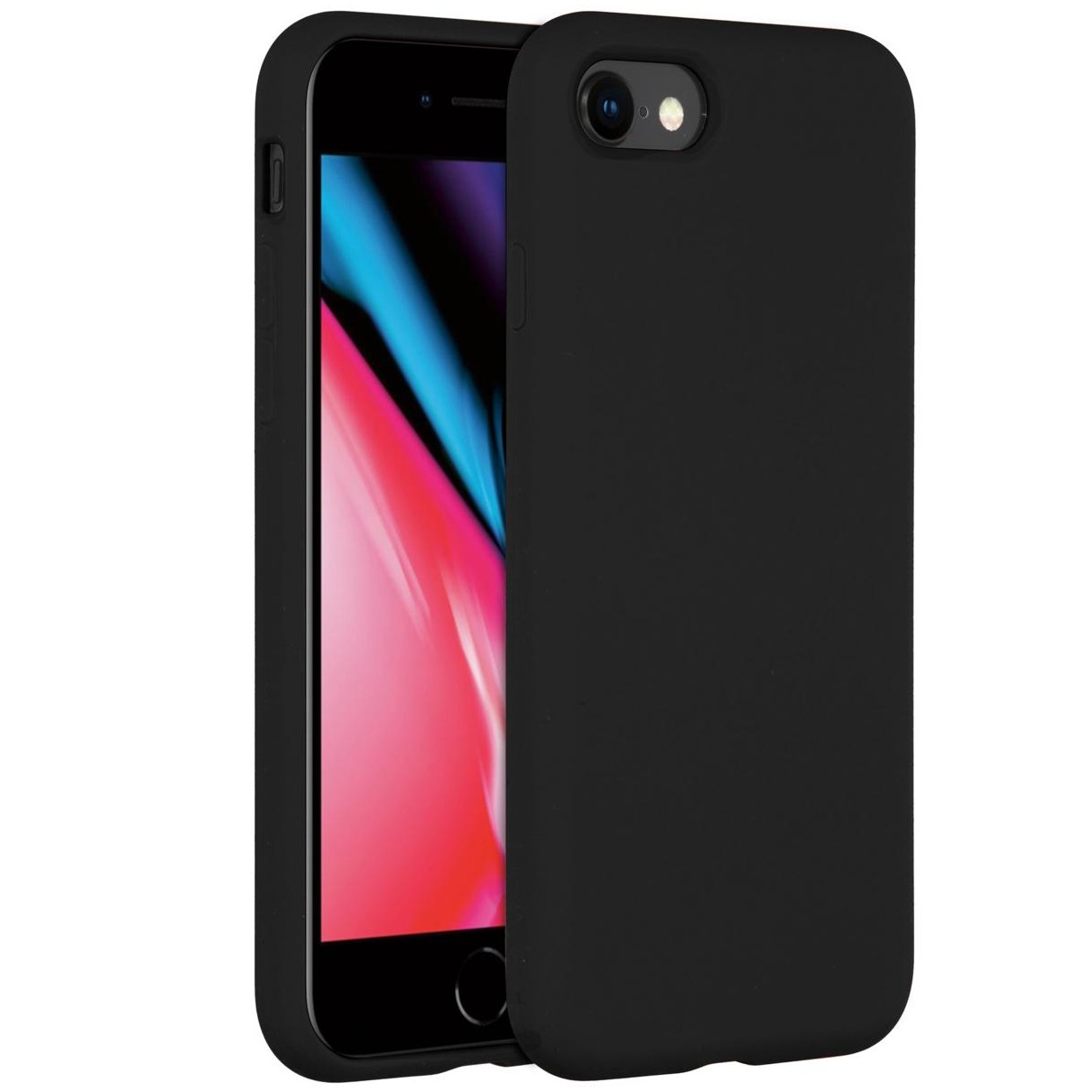 Accezz Liquid Silicone voor Apple iPhone SE (2022 / 2020) / 8 / 7 Telefoonhoesje Zwart