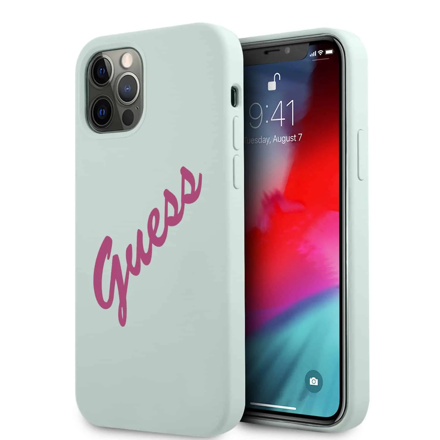 GUESS Silicone Vintage Telefooncase iPhone 12 Pro Max - Mint Groen