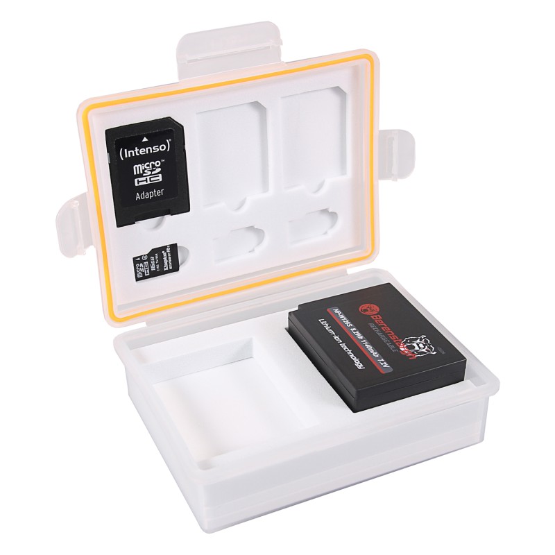 Bewaarbox voor camera accu's en geheugenkaarten - voor o.a. Canon LP-E10, Nikon EN-EL23 en Sony NP-FW50