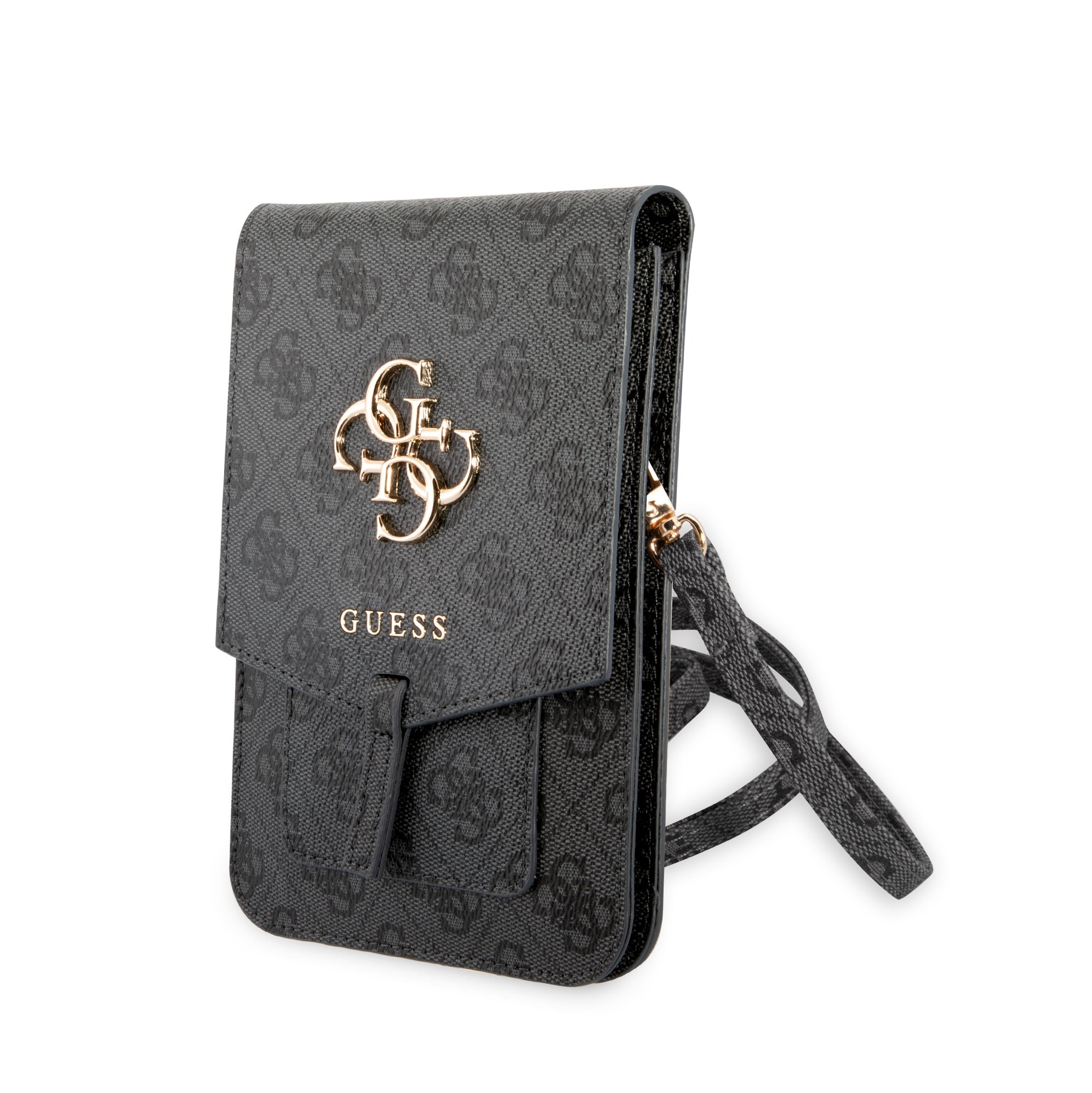Guess PU 4G Metal Logo Universeel Telefoontasje - Grijs