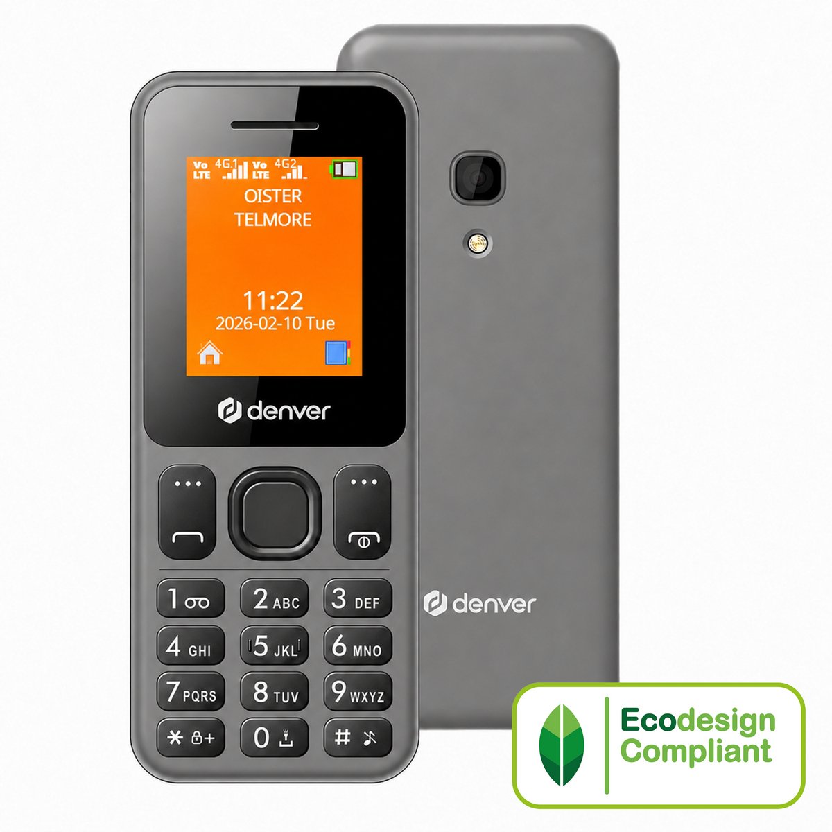 Denver Senioren Mobiele Telefoon 4G - GSM - Smartphonevrij opgroeien - FM Radio - Dual Sim - Simlockvrij - Model 2026 - FAS1880L - Grijs
