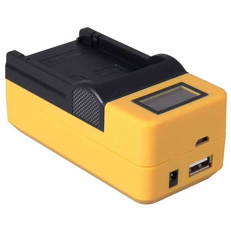 Compacte oplader voor Sony accu NP-FW50 - met LCD en USB aansluiting