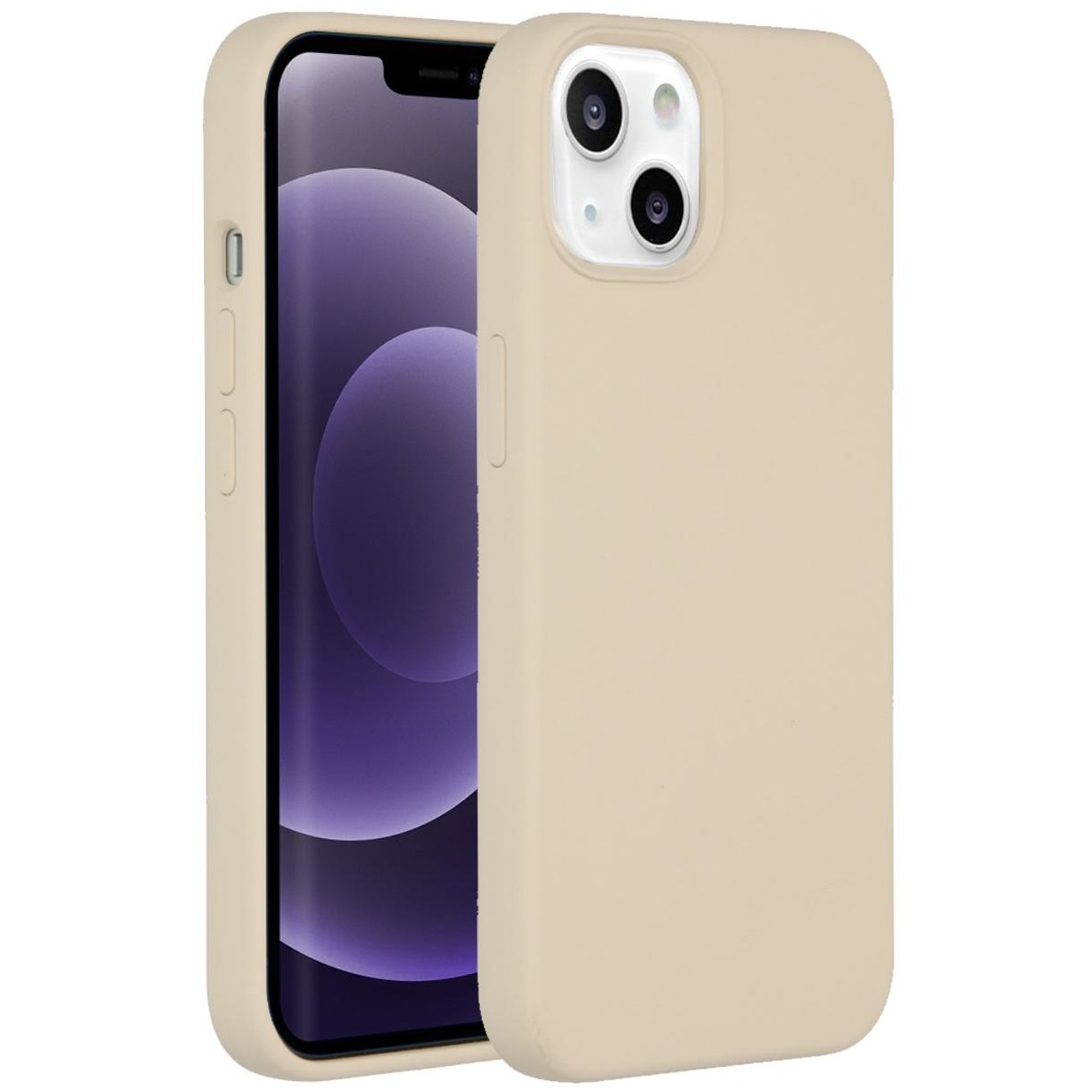 Accezz Liquid Silicone voor Apple iPhone 13 Telefoonhoesje Beige