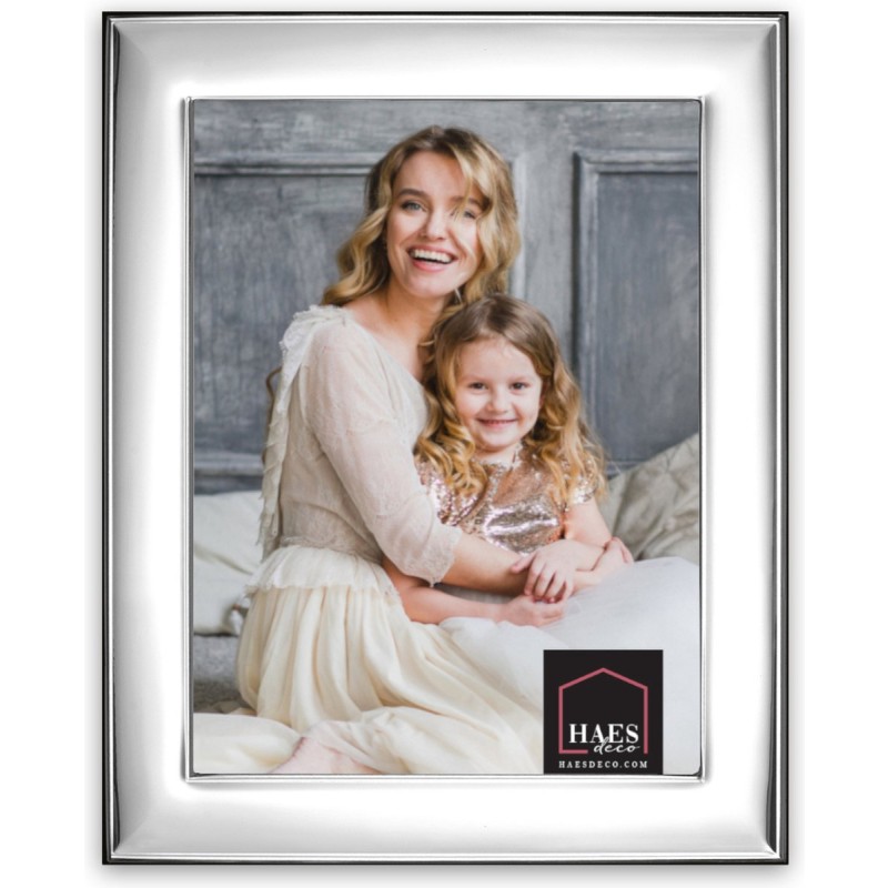 Haes Deco Verzilverde Fotolijst Bari voor een foto van 13x18 cm - Fraai Verzilverd met luxe Houten achterzijde en standaard om neer te zetten