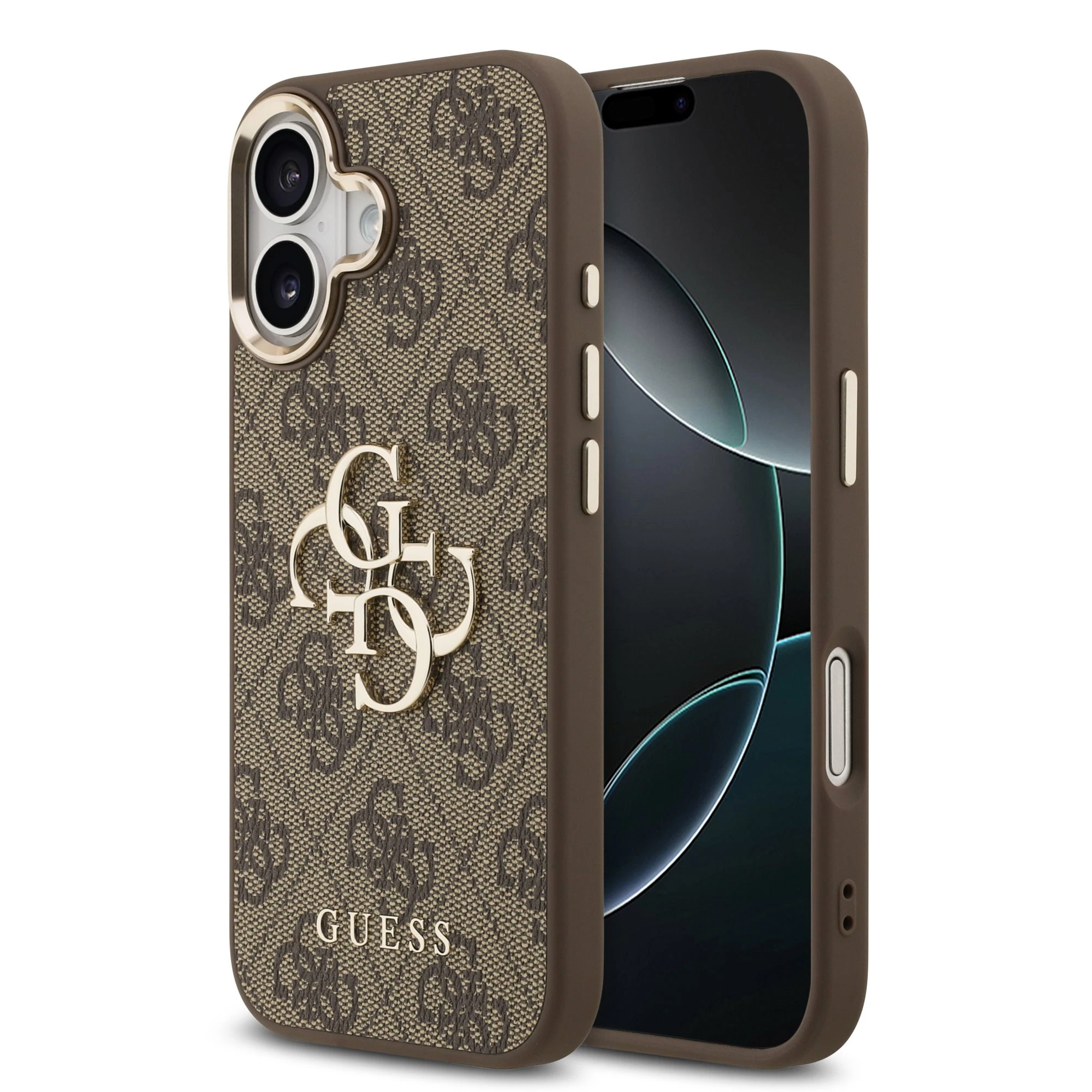 Guess 4G Metal Logo iPhone 17 hoesje - Bruin