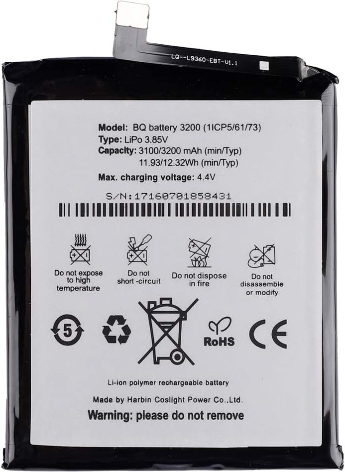 BQ Aquaris X5 Plus accu 3200 origineel