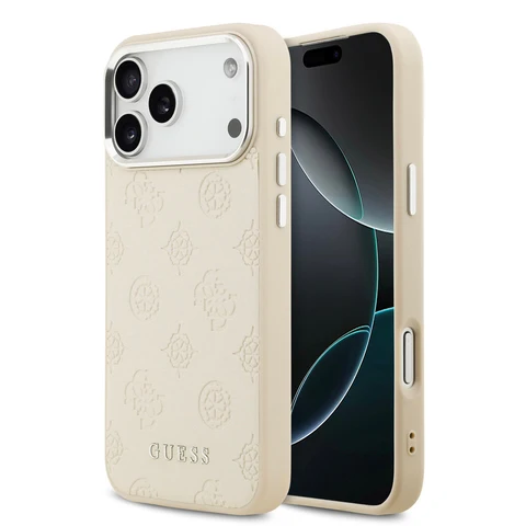 Guess iPhone 17 Pro Max Backcover hoesje - HC Magsafe PU With Peony Hot Stamp Script - Beige