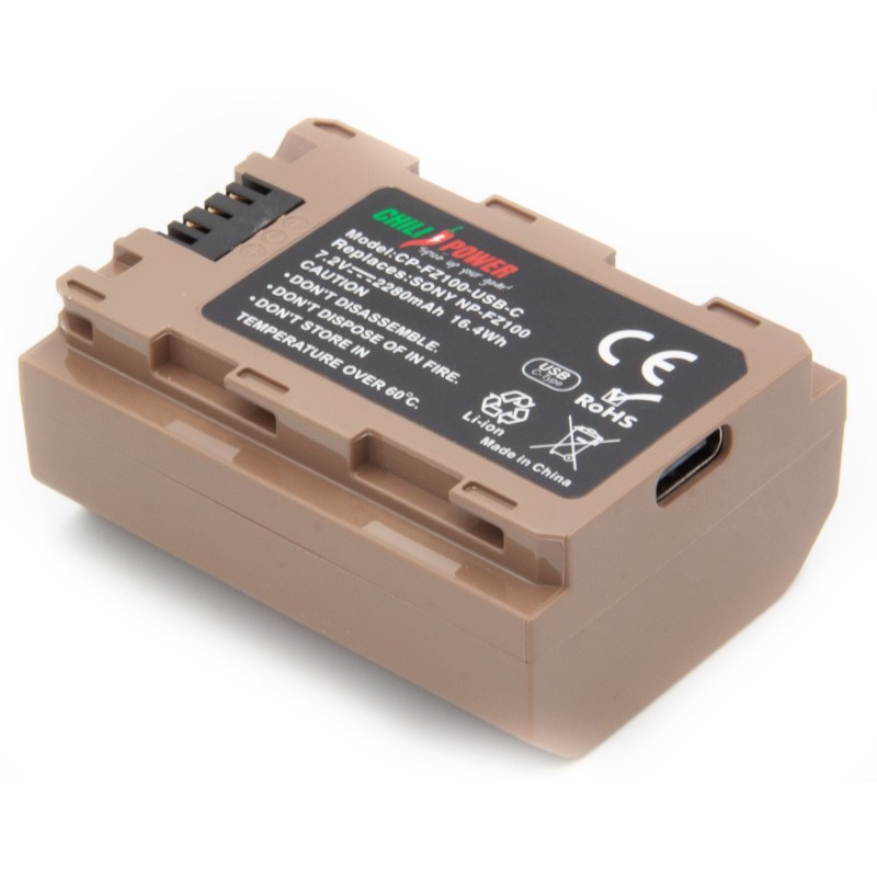 ChiliPower accu NP-FZ100 USB-C versie voor Sony - 2280mAh