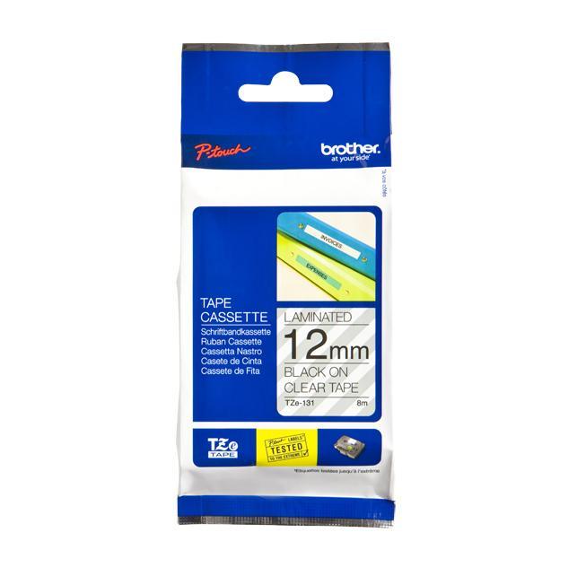 Brother TZe-131 lettertape 12mm zwart/transparant