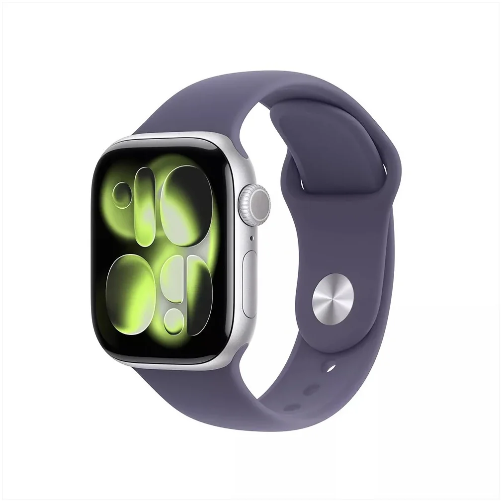 Apple Watch Series 11 GPS 42mm Silver Aluminium Case met Purple Fog Sport Band - M/L Smartwatch Zilver