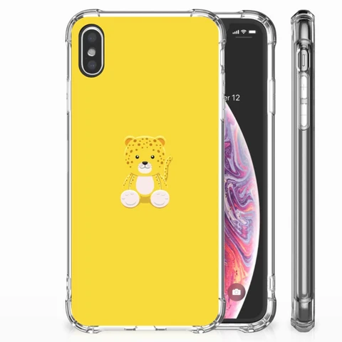 Apple iPhone Xs Max Stevig | Bumper Hoesje | Baby Leopard
