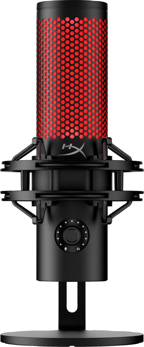 HyperX QuadCast 2 - USB Gaming Microfoon- PC/Mac- 24-bit/96kHz (zwart) 4 Opnamepatronen - Stream Microfoon - Zwart -Red-verlichting