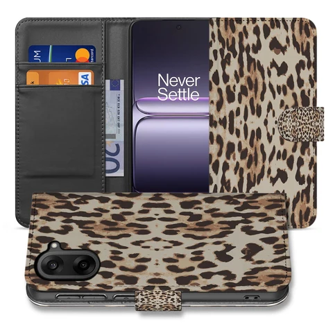 Bookcase Hoesje Voor OnePlus Nord CE 5 | Leopard Design Met Pasjeshouder En Magnetisch Sluiting