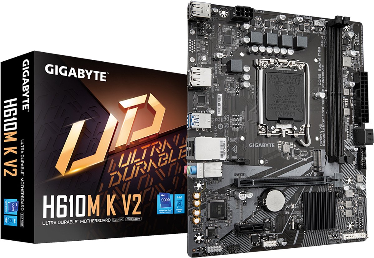 Gigabyte Moederbord H610M K V2 Voor Intel 12E En 13E Generatie Ddr5 Sata3 M2 Usb3