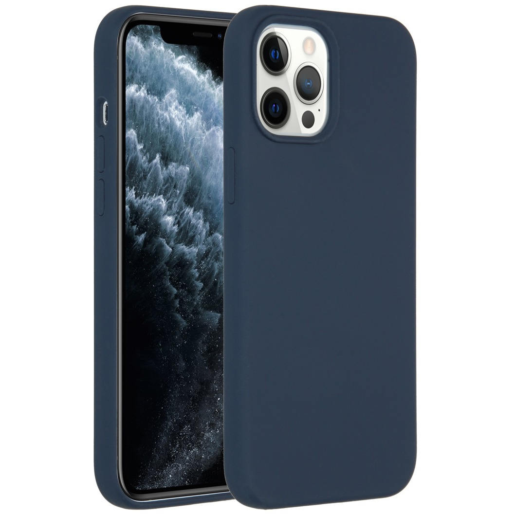 Accezz Liquid Silicone Backcover iPhone 12 Pro Max Telefoonhoesje Blauw