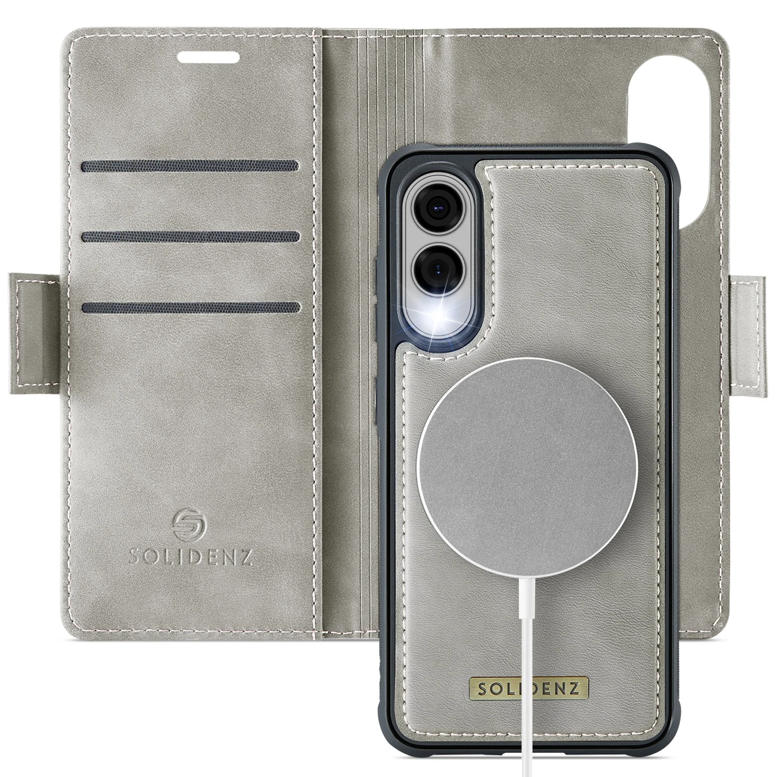 Solidenz 2-in-1 MagSafe Wallet Case voor Samsung Galaxy S25 Edge - Beige