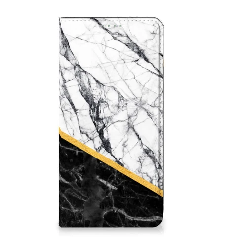 Google Pixel 7 | Standcase | Marmer Wit Zwart - Origineel Cadeau Man