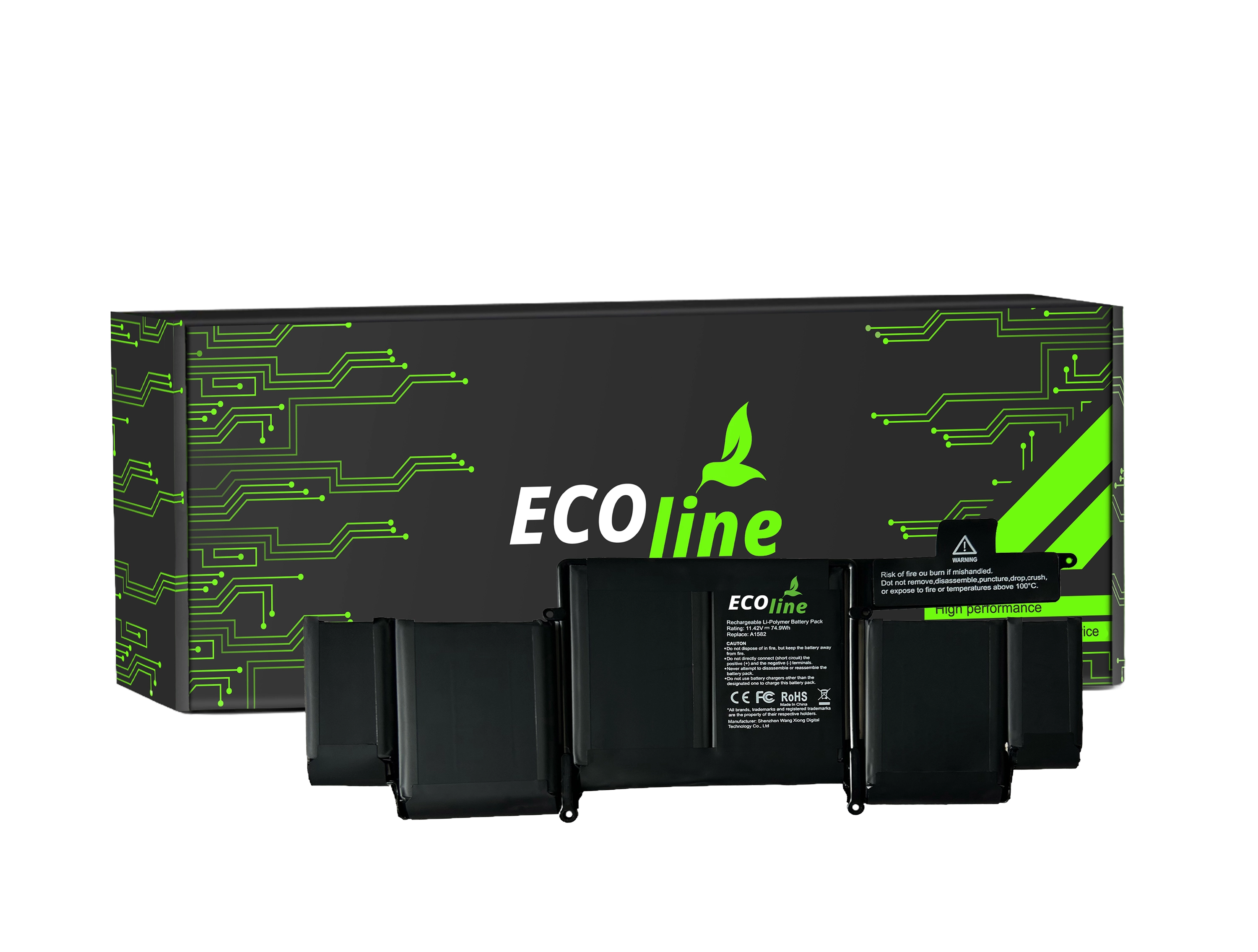 EcoLine - A1582 Batterij Compatibel Met De Apple MacBook Pro 13 A1502 (early 2015) / 11.42V 6600mAh