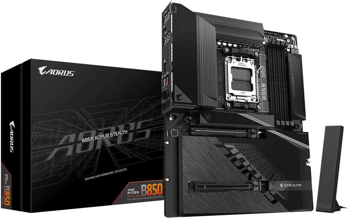 GIGABYTE B850 AORUS STEALTH - AMD AM5 - B850 Chipset - DDR5 - ATX - Wi‑Fi 7 - 5 GbE LAN