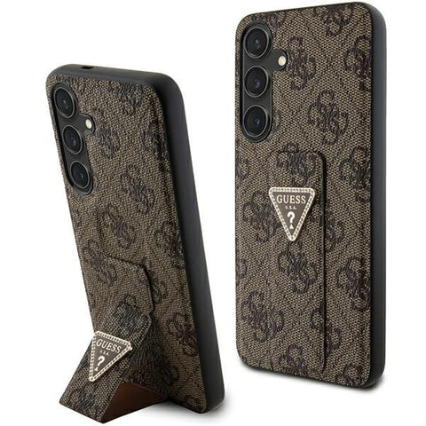 Guess Samsung Galaxy S24 Backcover hoesje - 4G Grip Stand - Triangle Strass - Roze