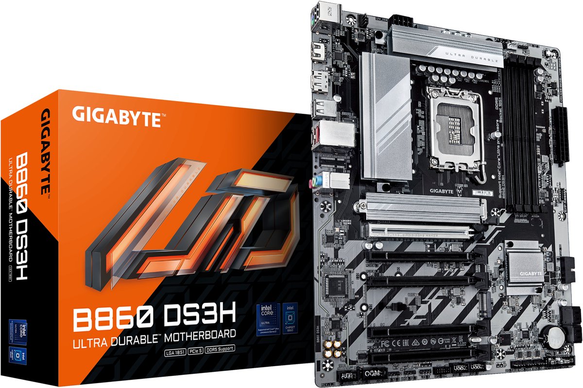 GIGABYTE B860 DS3H moederbord Intel B860 LGA 1851 (Socket V1) ATX