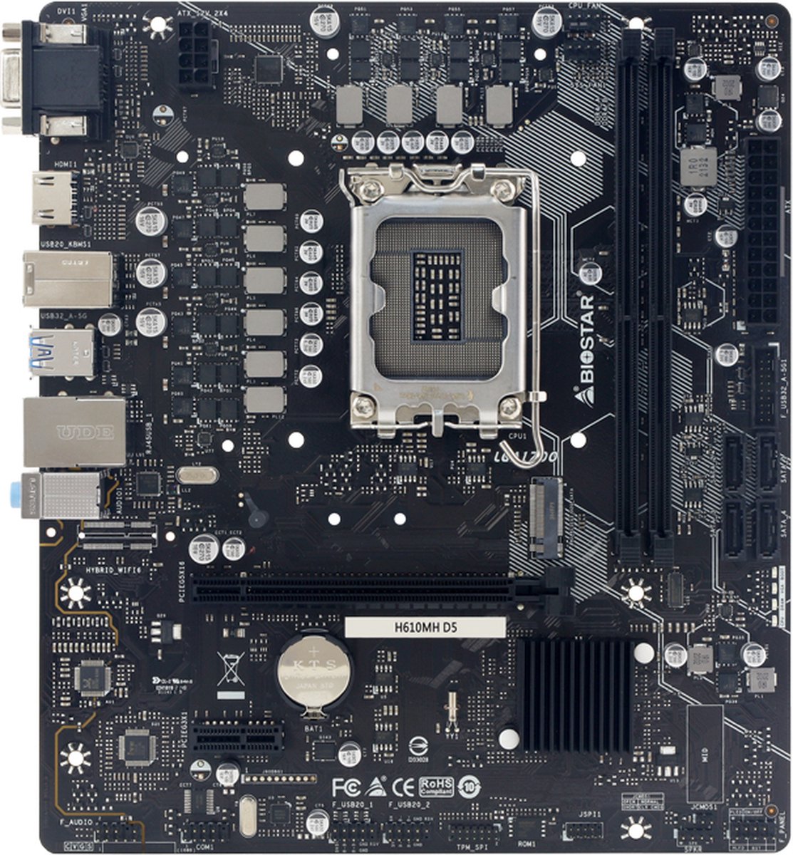 Biostar H610MH D5 - Moederbord - DDR5 - PCIe 4.0 - HDMI 4K