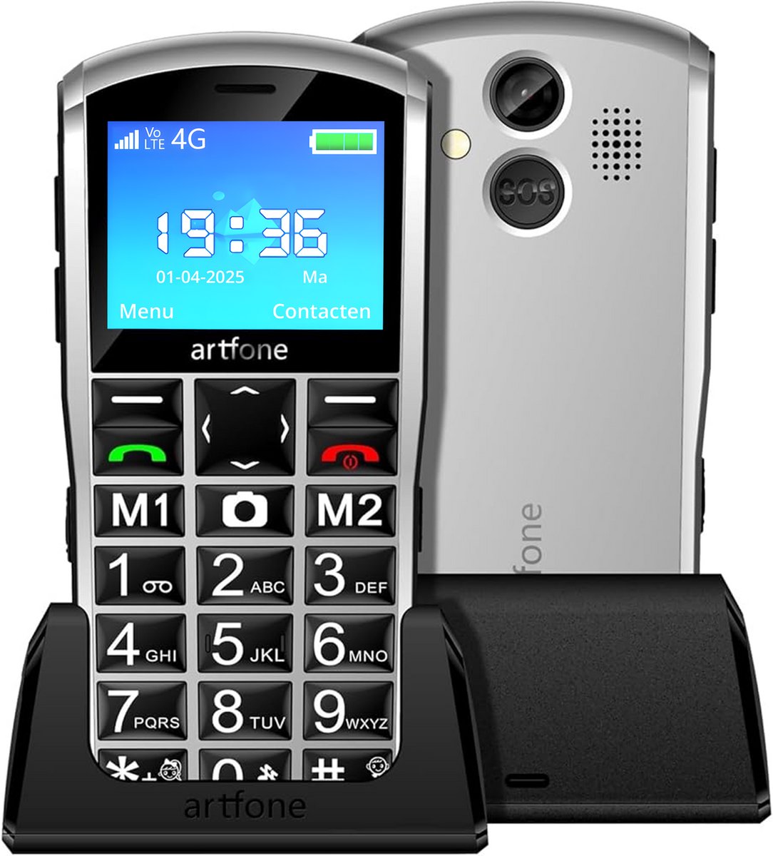 Artfone A400 - Senioren Telefoon - 4G - GSM - Senioren Mobiele Telefoon - SOS-Knop - Oplaadstation - Stofzakje