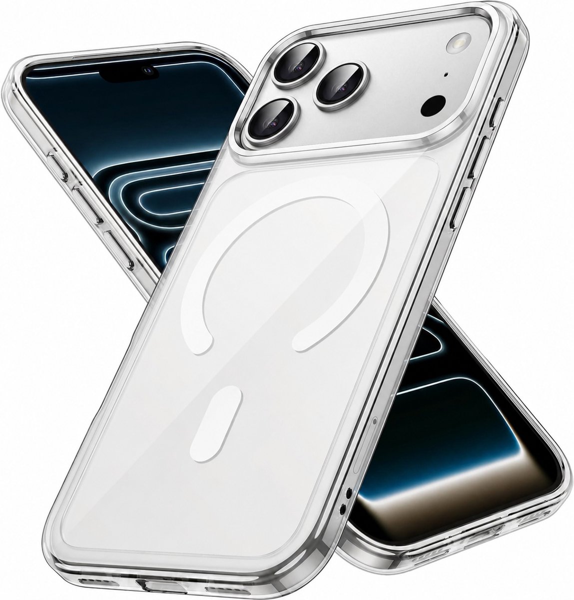 YSONIC Hoesje Geschikt voor Apple iPhone 17 Pro Max Transparant - Siliconen Back Cover - Case Geschikt voor MagSafe - 2500g Magnetische Trekkracht