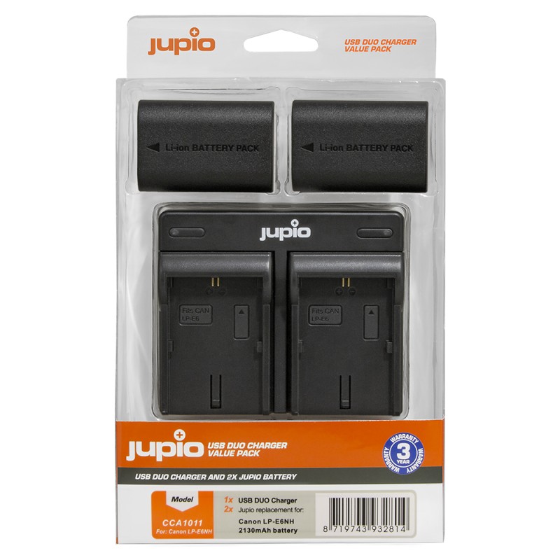 Jupio Kit: 2 x camera-accu LP-E6NH 2130mAh + USB Dual lader