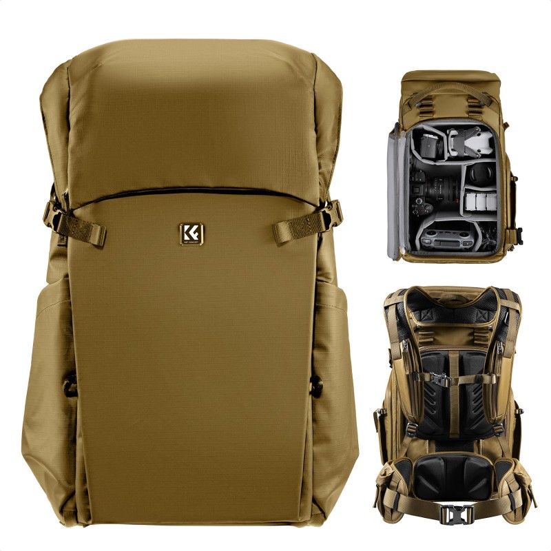 K&F Concept Backpack 30L foto rugzak champagne met laptopvak
