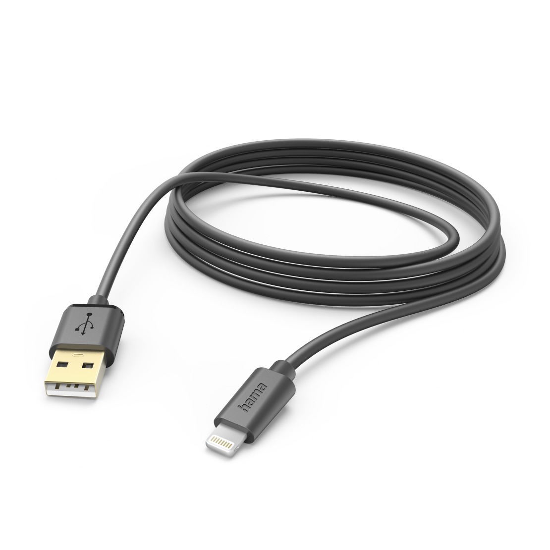 Hama USB-Kabel, USB-A naar Lightning, 3 m, zwart Oplader Zwart