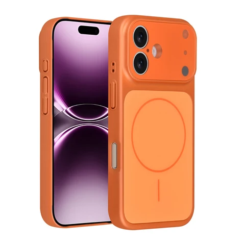 AG Matte Glass iPhone 17 Backcover hoesje - Magsafe full protection cover - Oranje
