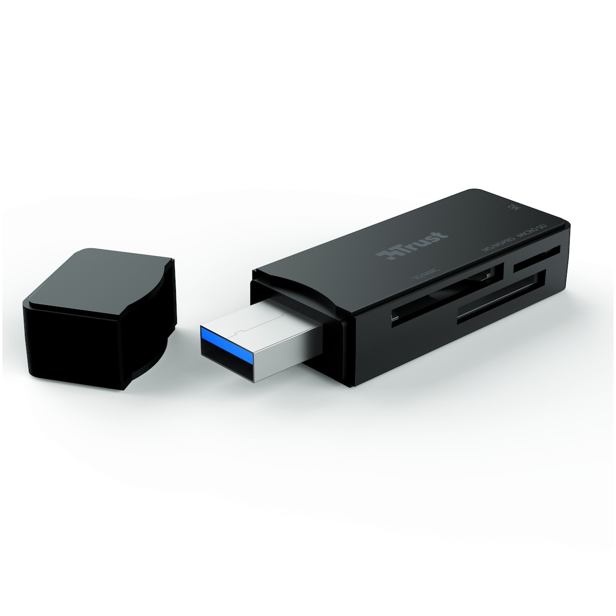 Trust Nanga Compacte USB-kaartlezer (USB 3.2) Desktop accessoire Zwart