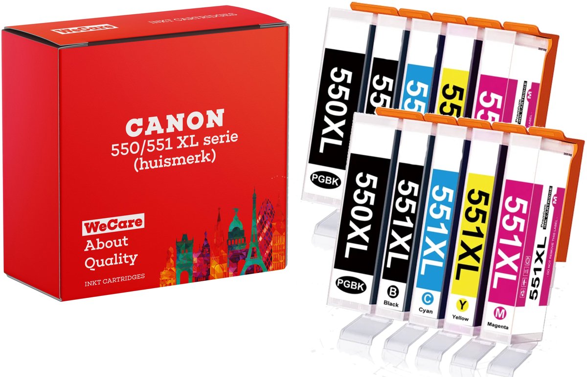 10-pack | Huismerk geschikt voor Canon PGI-550 / CLI-551 XL Inktpatronen - IP7250 - IX6850 - MG5650 - MG7150 - MG6350 - MG7550 - MG7150 - MX925