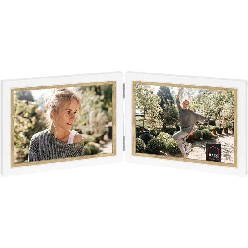 Haes Deco Houten Fotolijst Duo Fevik in wit met bruin voor 2 foto's 10x15 - CV964HS