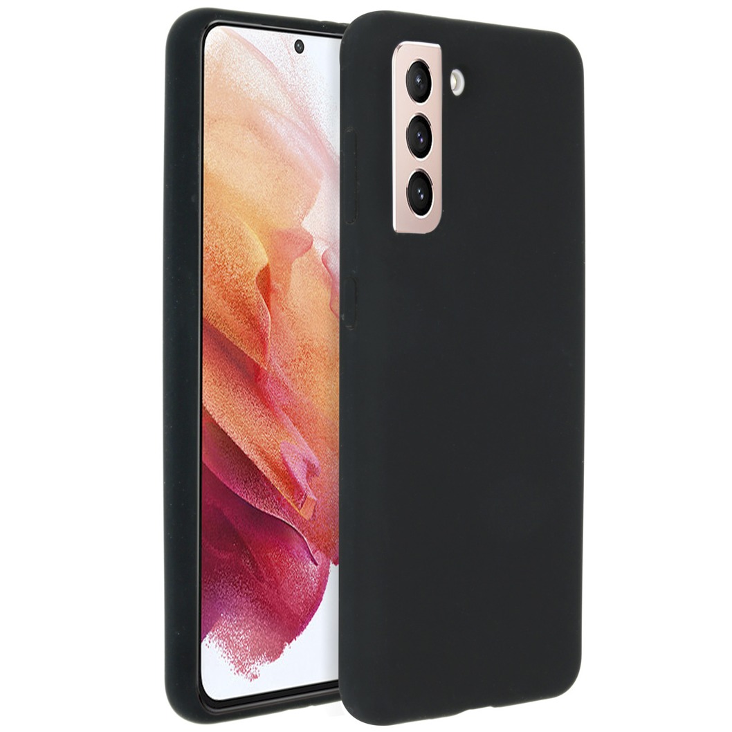 Accezz Liquid Silicone Backcover Samsung Galaxy S21 Telefoonhoesje Zwart
