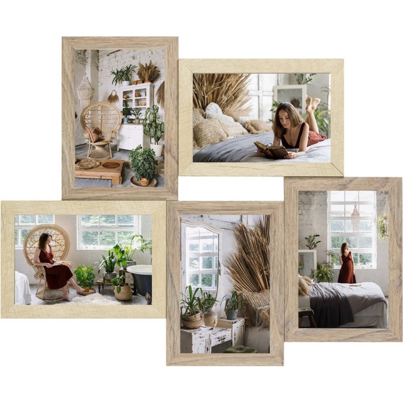 Haes Deco Houten Multi Fotolijst Rena 5Q Bruin / Crème voor 5 foto's formaat 10x15 (42x35 cm) - DT996HS