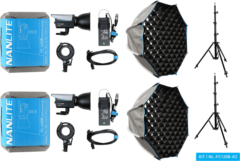 Nanlite FC-120B LED Bi-Color Spot Light Dual Kit (met lightstand en softbox)