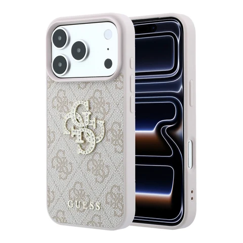Guess iPhone 18 Pro Max / iPhone 17 Pro Max Hoesje 4G - PU - harde behuizing - groot strasslogo Roze
