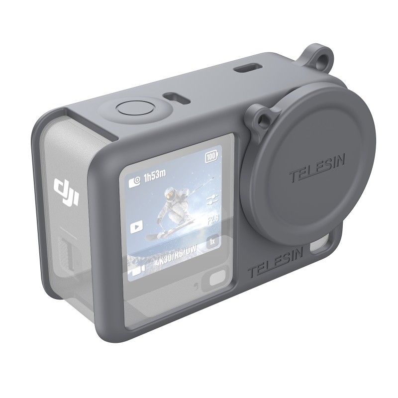 Telesin beschermhoes met lensdop voor DJI Osmo Action 6 actiecamera grijs