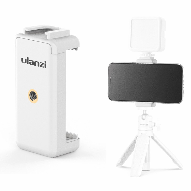 Ulanzi ST-07 universele telefoonhouder met cold shoe mount - wit, tot 8,2 cm breed